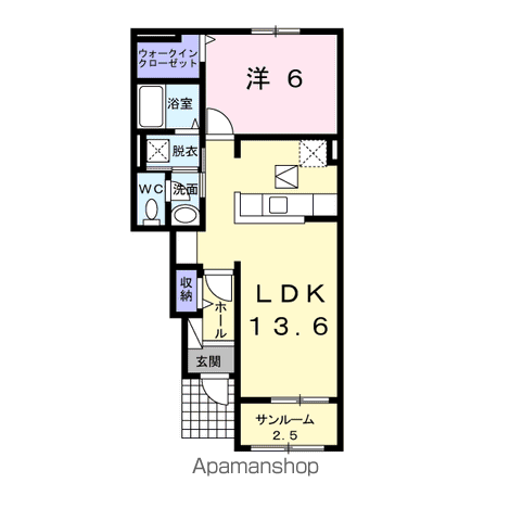 サンビトレスⅢ(1LDK/1階)の間取り写真