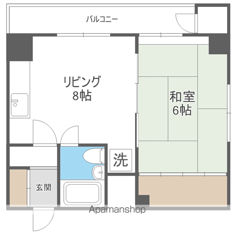 リベルティ大通(1LDK/4階)の間取り写真