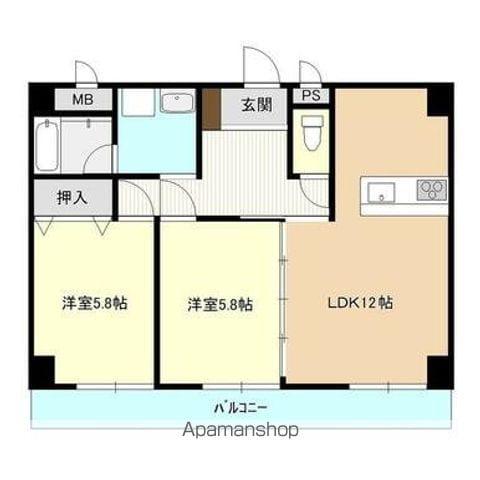 コンバウス盛南(2LDK/5階)の間取り写真