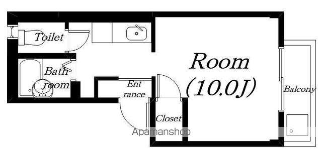 パラシア(ワンルーム/1階)の間取り写真