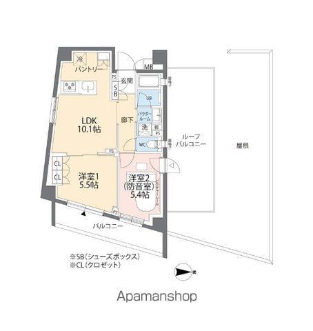 ミュージションプラス世田谷経堂(2LDK/5階)の間取り写真