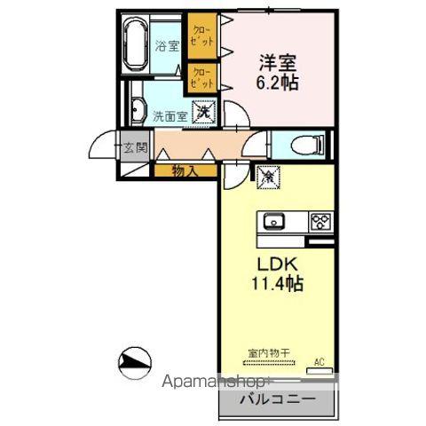 CASAENTRE(1LDK/2階)の間取り写真