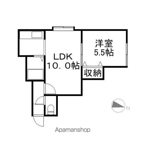 クレスト本通(1DK/2階)の間取り写真