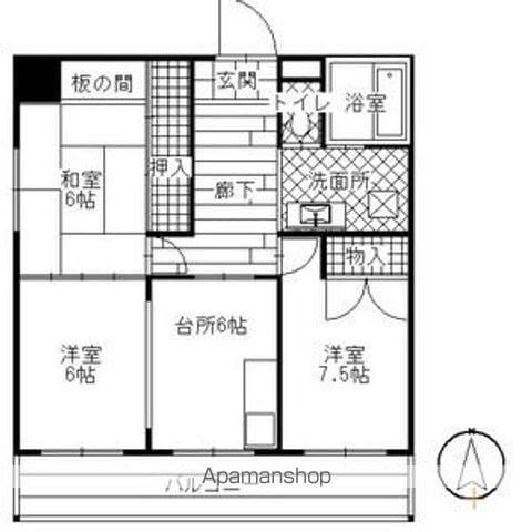 イミソーレ岩倉(3DK/2階)の間取り写真