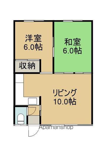 ひのき荘(2LDK/1階)の間取り写真