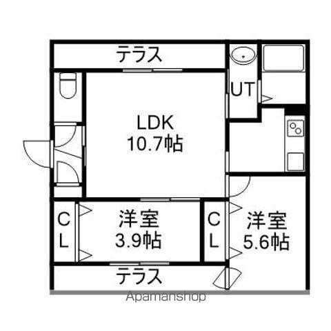 南郷通14丁目北 MS(2LDK/1階)の間取り写真
