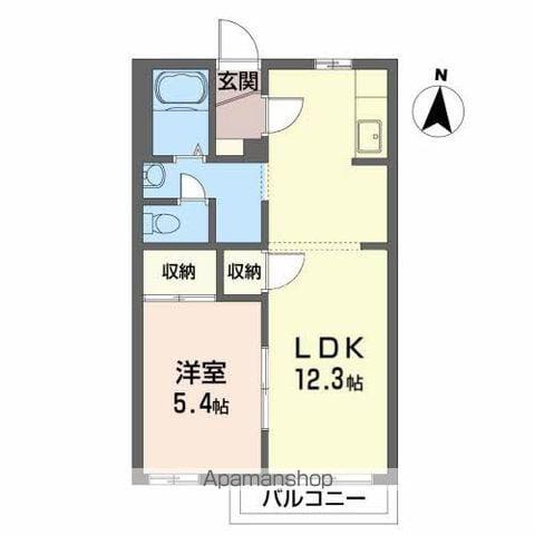 ヤマトハイツⅡF(1LDK/2階)の間取り写真