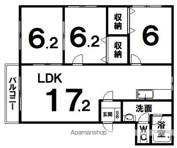 ユーハイム・アンソレイエⅢ(3LDK/1階)の間取り写真