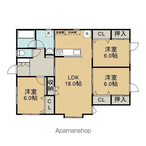 千歳線 長都駅 徒歩19分 1階建 築20年(3LDK)の間取り写真