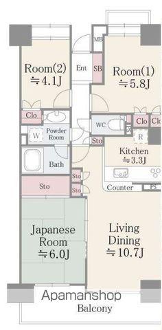 板橋パーク・ホームズ(3LDK/11階)の間取り写真