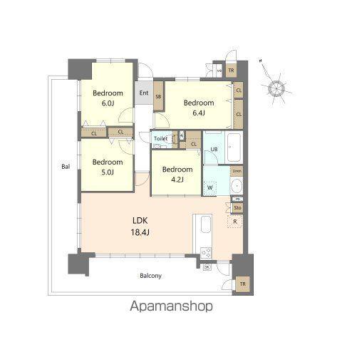 S-RESIDENCE愛宕サウス(4LDK/12階)の間取り写真