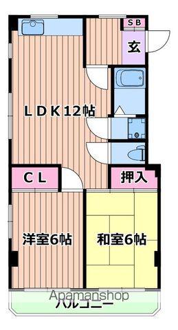 ときわハイツ(2LDK/3階)の間取り写真