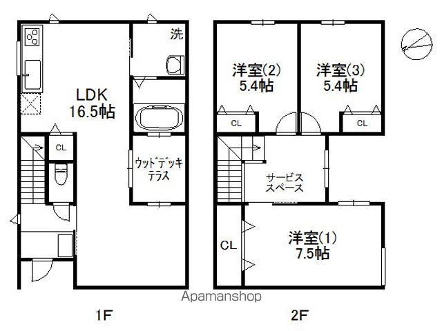 福岡市空港線 唐人町駅 徒歩16分 2階建 築12年(3SLDK)の間取り写真