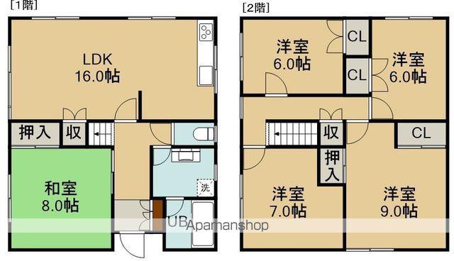 函館市電本線湯川線 湯の川駅 徒歩13分 2階建 築28年(5LDK)の間取り写真