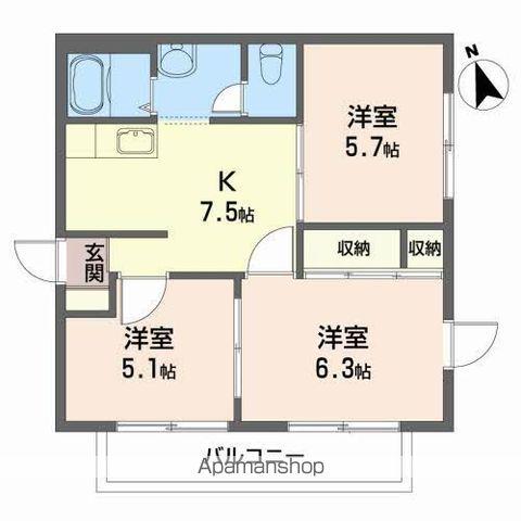 タウンコート・エミ(3K/2階)の間取り写真