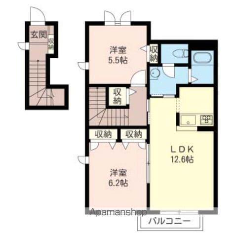 フロント・コートA棟(2LDK/2階)の間取り写真
