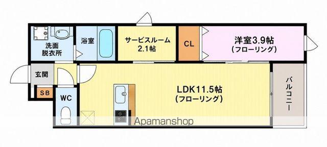 CUBE SUCRE内橋(1LDK/3階)の間取り写真