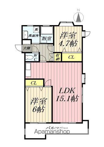 鈴木グランドマンションB(2LDK/2階)の間取り写真