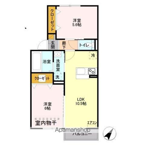 ボナール幸房(2LDK/1階)の間取り写真