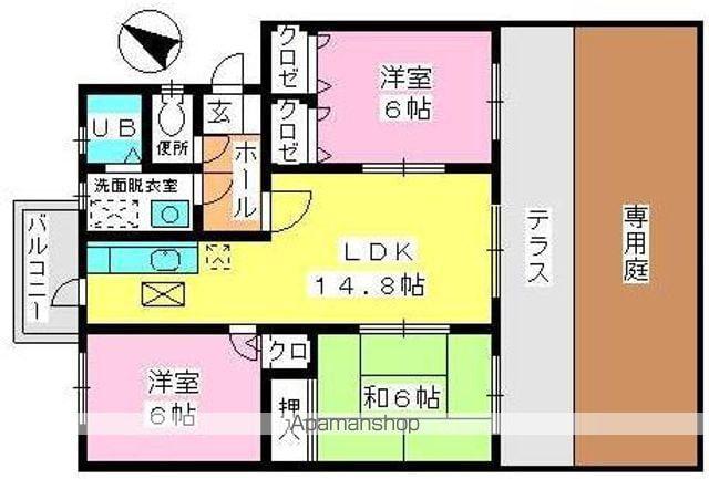 高義ビルⅢ(3LDK/1階)の間取り写真
