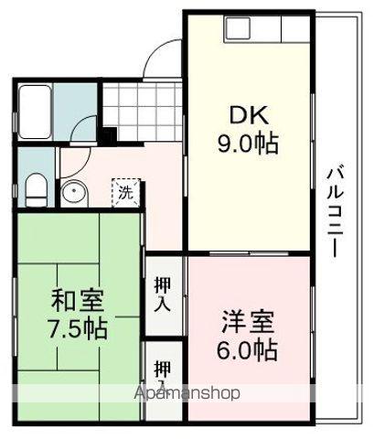 有賀ハイツ(2DK/2階)の間取り写真