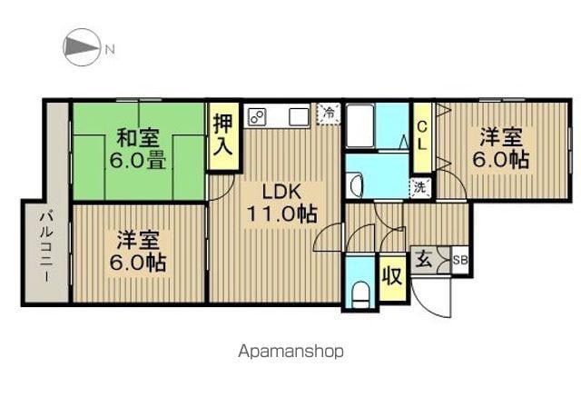 シェ・ソワ(3LDK/3階)の間取り写真
