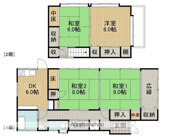 長野県諏訪市 2階建 築56年(4DK)の間取り写真