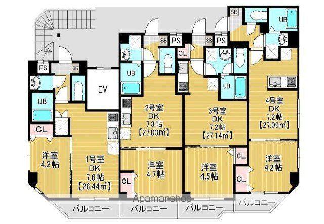 カイテキースV(1DK/4階)の間取り写真