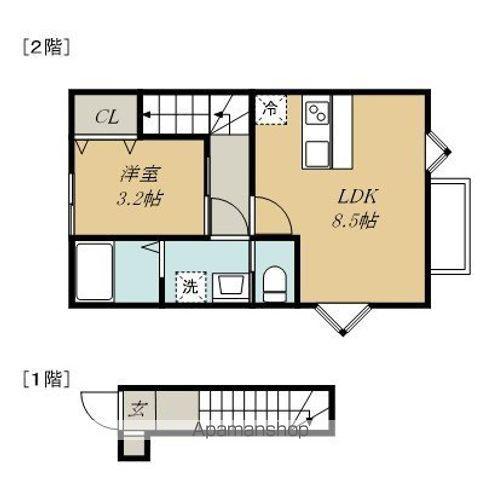 シエル宮町2(1LDK/2階)の間取り写真