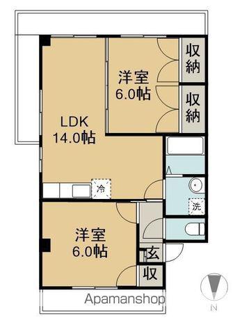 オークヒルズ707(2LDK/2階)の間取り写真