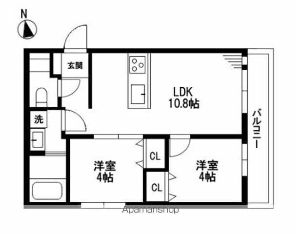 ミア流山(2LDK/1階)の間取り写真