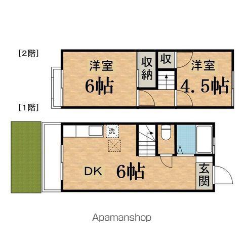 囲島ハイツ(2DK/1階)の間取り写真