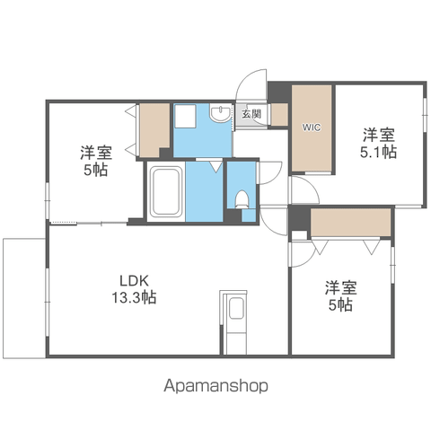 シキレジデンス南平岸(3LDK/4階)の間取り写真