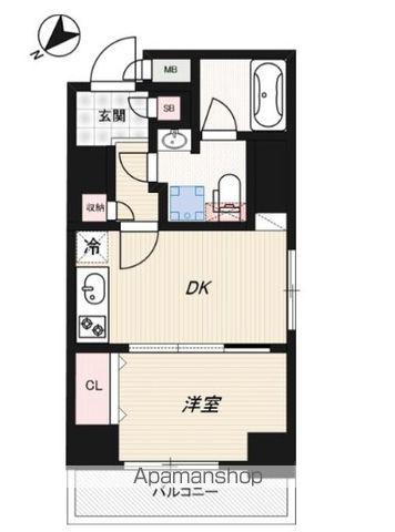 ジェノヴィア水天宮前2スカイガーデン(1DK/5階)の間取り写真