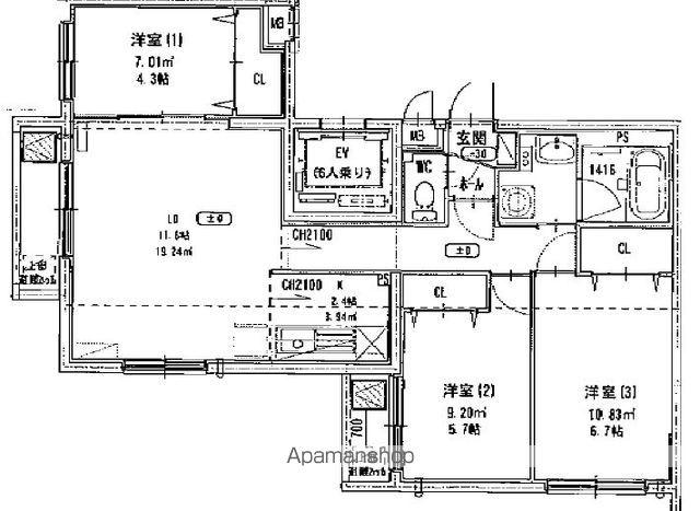 ライトベル新琴似(3LDK/2階)の間取り写真