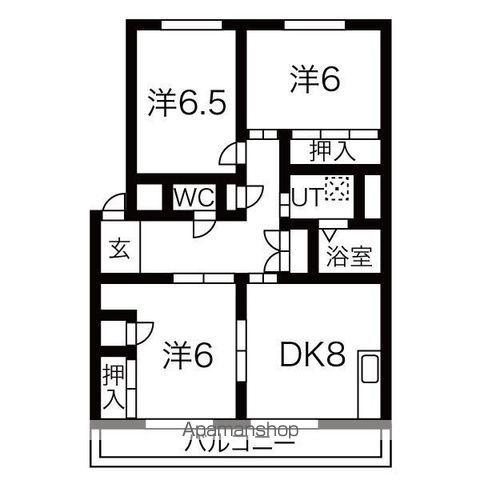柔美和マンションはまぼう(3DK/3階)の間取り写真