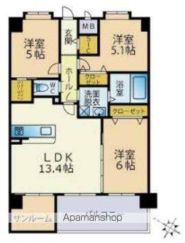 ETERUNO(3SLDK/5階)の間取り写真