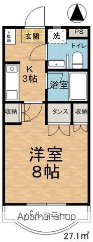 ジョイコーポ蟻ヶ崎(1K/2階)の間取り写真