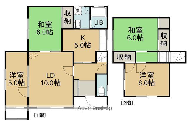 函館市電本線湯川線 競馬場前駅(函館) 徒歩4分 2階建 築54年(4LDK)の間取り写真