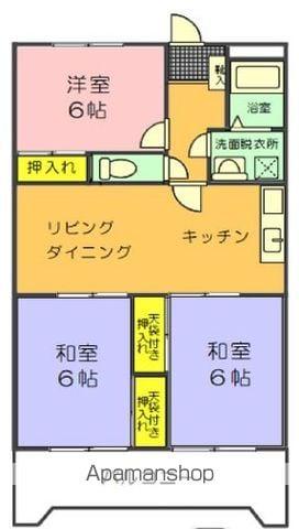 ロイヤルハイツ下田(3DK/3階)の間取り写真