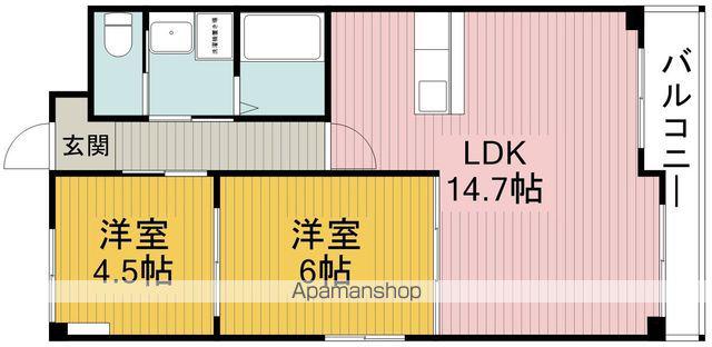 サンハイツ木多(2LDK/1階)の間取り写真