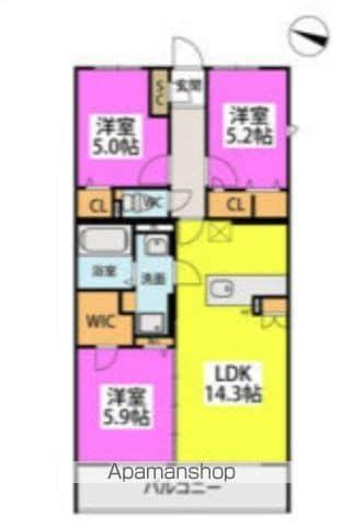 香椎線 酒殿駅 徒歩29分 4階建 築5年(3LDK/3階)の間取り写真
