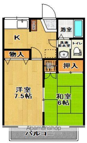 太郎殿ヴィレッジ A棟(2K/1階)の間取り写真