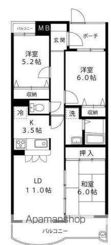 メルヴェユⅡ(3LDK/2階)の間取り写真