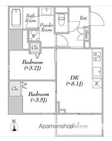 ルミーク文京湯島(2DK/3階)の間取り写真