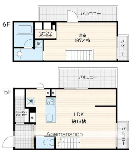 FULLEA若松河田(1LDK/5階)の間取り写真