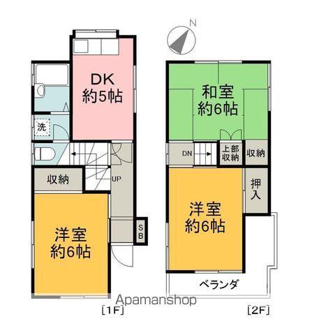 西武鉄道新宿線 狭山市駅 バス乗車時間：12分 根岸新道バス停で下車 徒歩10分 2階建 築53年(3K)の間取り写真