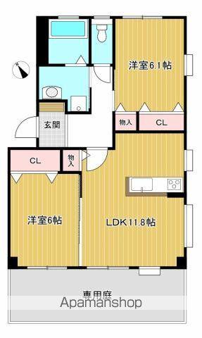 フォブール津森D棟(2LDK/1階)の間取り写真