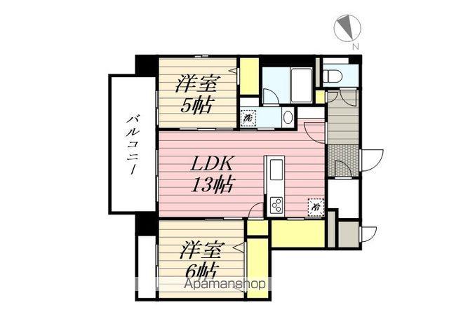 大手門3丁目ビル(2LDK/3階)の間取り写真