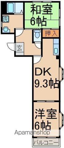 RIVERSIDEアプス(2DK/4階)の間取り写真